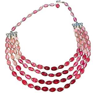 Vintage 1950’s Hand Beaded Multi Strand Necklace